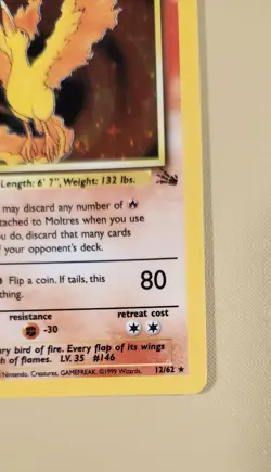 1999 Pokemon Fossil Moltres Holo - see video of Holo & Card - Image 5