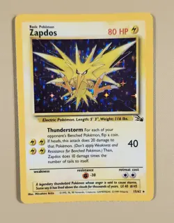 1999 Pokemon Fossil Zapdos Holo - see video of Holo & Card - Image 1