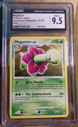 CGC 9.5 MINT Meganium 2007 Mysterious Treasures 13/123 Holo Pokemon Card - Image 1