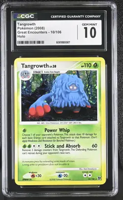 CGC 10 GEM MINT Tangrowth 2008 Great Encounters 10/106 Holo Pokemon Card - Image 1