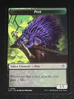 MTG Secrets of Strixhaven Professor Dellian Fel/Pest Double-Sided Token 13/8 NM - Image 2