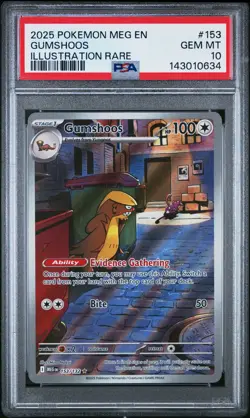 2025 Pokemon Meg En-Mega Evolution #153 Gumshoos Illustration Rare PSA 10 - Image 1