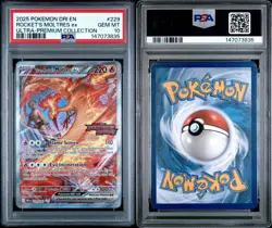 PSA 10 Team Rocket's Moltres ex 229/182 Pokemon Destined Rivals UPC Stamped 2025 - Image 3