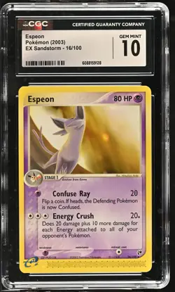 CGC 10 GEM MINT Espeon 2003 EX Sandstorm 16/100 Pokemon Card - Image 1