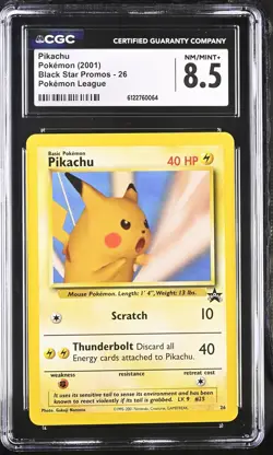 CGC 8.5 NM/MINT+ Pikachu (snap) 26 Black Star Promo Wotc League Pokemon Card - Image 1