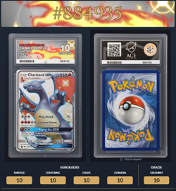 Pokemon TCG Charizard GX Hidden Fates Holo Ace 10 SV49/SV94 Perfect Subgrades - Image 3