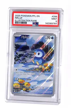 2025 Piplup 098/094 Pokemon Illustration Rare Phantasmal Flames PSA 9 - Image 1