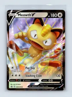 Meowth V SWSH004 Holo Promo Sword & Shield Promo Pokemon Near Mint - Image 1
