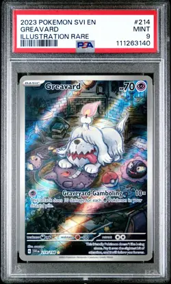 Pokemon TCG Greavard 214/198 Scarlet & Violet Base Set Illustration PSA 9 - Image 1
