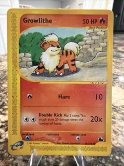 E Reader Growlithe - 62/144 Skyridge - Pokemon TCG - 2003 Non Holo - Image 1
