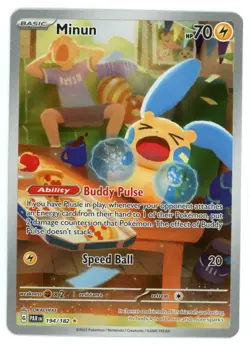 MINUN 2023 Pokemon Scarlet & Violet Paradox Rift #194 Illustration Rare - Image 1