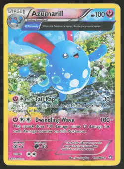 Azumarill 104/160 Holo Rare Primal Clash Pokemon Reverse Holo Heavily Played - Image 1