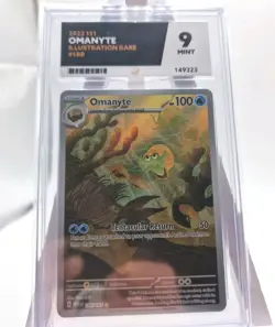 Pokemon TCG Omanyte 180/165 Scarlet & Violet 151 Ace 9 Graded - Image 1