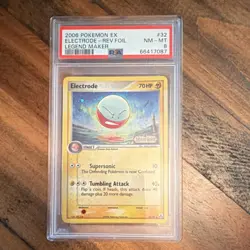Pokemon Electrode EX 32/92 Legend Maker Reverse Foil Uncommon PSA 8 - Image 1