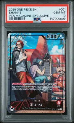 2025 ONE PIECE PROMOS PSA MAGAZINE EXCLUSIVE #001 SHANKS PSA 10 - Image 1