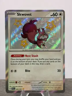 Pokemon Card Skwovet 205/091 Paldean Fates Baby Shiny Holo Rare Near Mint - Image 1