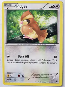 Pidgey 75/106 - LP / VLP - XY Flashfire Pokemon Card - Atsuko Nishida Art - Image 1