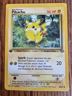 Pokemon Pikachu Base Set 1st Edition 1999 Wizards Gold W Stamp 60/64 - Image 1