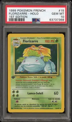 Carte pokemon Florizarre 15/102 edition 1 holographique Set de base PSA 10 - Image 1