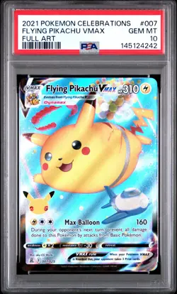 2021 POKEMON CELEBRATIONS #007 FULL ART/FLYING PIKACHU VMAX PSA 10 - Image 1
