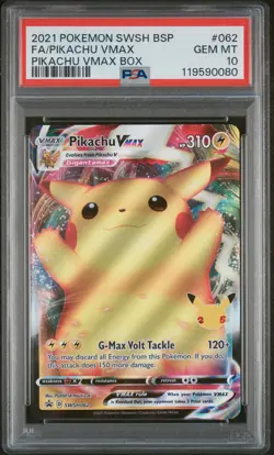 2021 POKEMON SWSH BLACK STAR PROMO PIKACHU VMAX BOX FULL ART/PIKACHU VMAX PSA 10 - Image 1