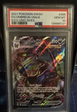 2021 POKEMON SWORD & SHIELD EVOLVING SKIES #095 FULL ART/UMBREON VMAX PSA 10 - Image 1