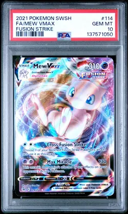 2021 POKEMON SWORD & SHIELD FUSION STRIKE #114 FULL ART/MEW VMAX PSA 10 - Image 1