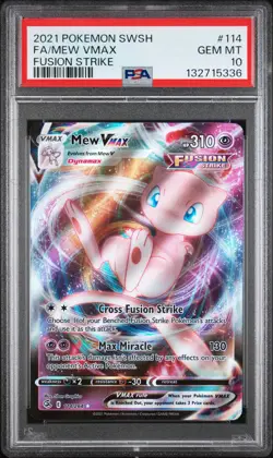 2021 POKEMON SWORD & SHIELD FUSION STRIKE #114 FULL ART/MEW VMAX PSA 10 - Image 1