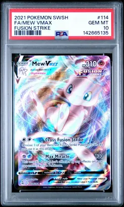 2021 POKEMON SWORD & SHIELD FUSION STRIKE #114 FULL ART/MEW VMAX PSA 10 - Image 1
