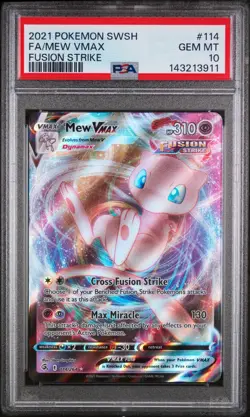 2021 POKEMON SWORD & SHIELD FUSION STRIKE #114 FULL ART/MEW VMAX PSA 10 New Cert - Image 1