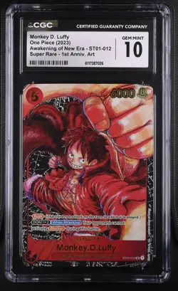 One Piece Monkey D. Luffy Alt Art OP05-012 Awakening New Era CGC 10 - Image 1