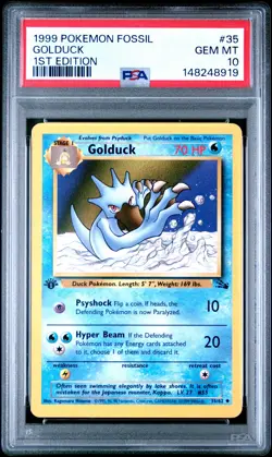 1999 POKEMON FOSSIL 1ST ED #35 GOLDUCK PSA 10 - Image 1