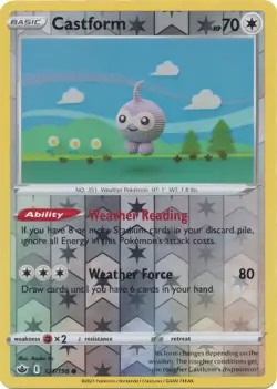 Castform 121/198 Reverse Holo Pokemon Sword & Shield Chilling Reign NM - Image 1
