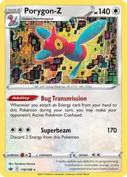 Porygon-Z 118/198 Holo Rare Pokemon Sword & Shield Chilling Reign NM - Image 1