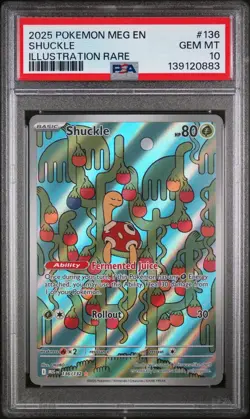 PSA 10 Pokemon TCG 2025 Pokemon Meg En-Mega Evolution #136 Shuckle GEM MT - Image 1