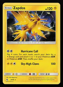 Zapdos 24/68 Holo Rare Hidden Fates Pokemon Card - Image 1