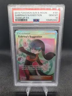 2019 POKEMON SUN & MOON TEAM UP #181 FULL ART/SABRINA'S SUGGESTION PSA 10 - Image 1