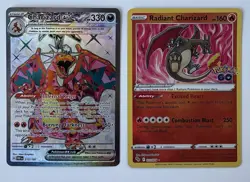 Charizard ex Tera Full Art 215/197 + Radiant Charizard 011/078 Pokemon Lot NM - Image 1