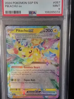 PSA 9 MINT Pikachu EX 2024 Surging Sparks 057/191 Pokemon TCG - Image 2