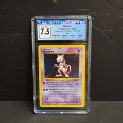 1999 Pokemon Mewtwo Shadowless Unlimited Holo 10/102 CGC 7.5 NM+ - Image 1