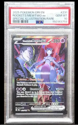 Pokemon 2025 Team Rocket's Mewtwo ex 231/182 SIR Destined Rivals GEM MINT PSA 10 - Image 1