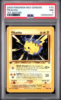 PSA 7 Pikachu 70 1st Edition Tcg 2000 Pokemon Neo Genesis 1st Edition - Image 1