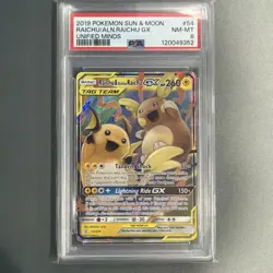 Pokemon Raichu & Alolan Raichu GX 54/236 Unified Minds PSA 8 Ultra Rare Holo - Image 1