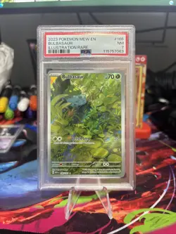 Bulbasaur 166/165 Illustration Rare Holo Pokemon TCG Scarlet & Violet 151 PSA 7 - Image 1