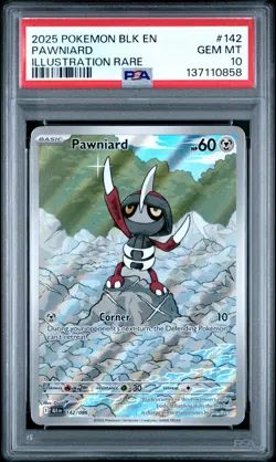 2025 POKEMON BLK EN-BLACK BOLT ILLUSTRATION RARE #142 PAWNIARD PSA 10 - Image 1