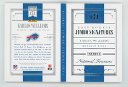2015 National Treasures Karlos Williams Rookie Jumbo Patch Book Auto 13/99 - Image 2