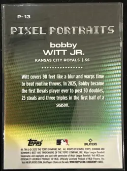 2025 Bowman’s Best Bobby Witt Jr #P-13 Pixel Portraits Insert ROYALS - Image 2