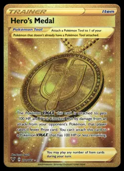 Hero's Medal 201/185 Vivid Voltage VIV Gold Secret Rare Pokemon LP - Image 1