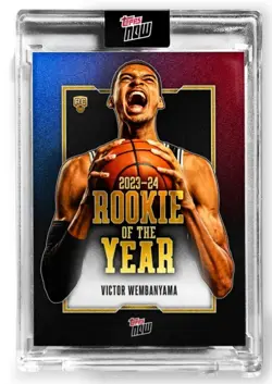VICTOR WEMBANYAMA 2023-24 TOPPS NOW BASKETBALL CARD VW-6 ROOKIE OF THE YEAR - Image 1