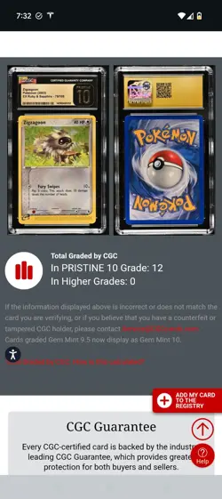 (POP 12) CGC 10 PRISTINE Pokemon Zigzagoon Ex Ruby Sapphire 79/109 Card - Image 4